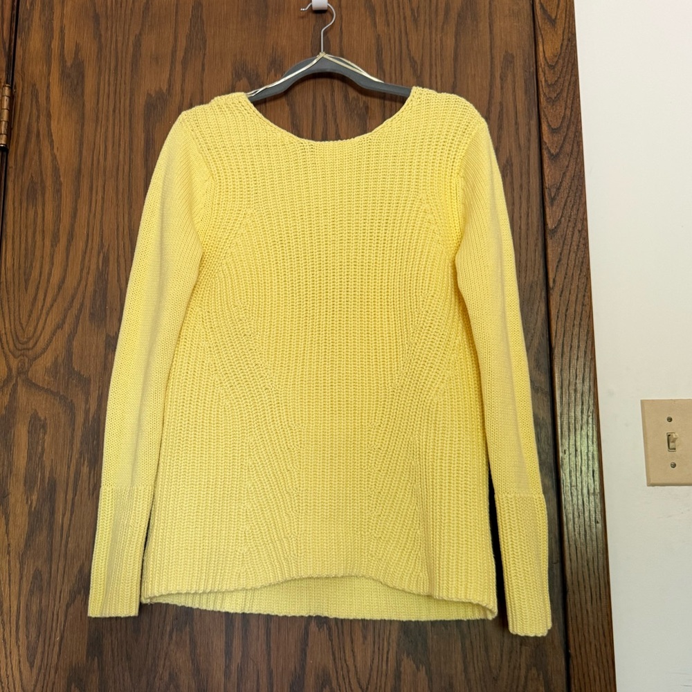3 for $15 ZARA Butter Yellow Open Back Cotton Knit Sweater Cozy Chic